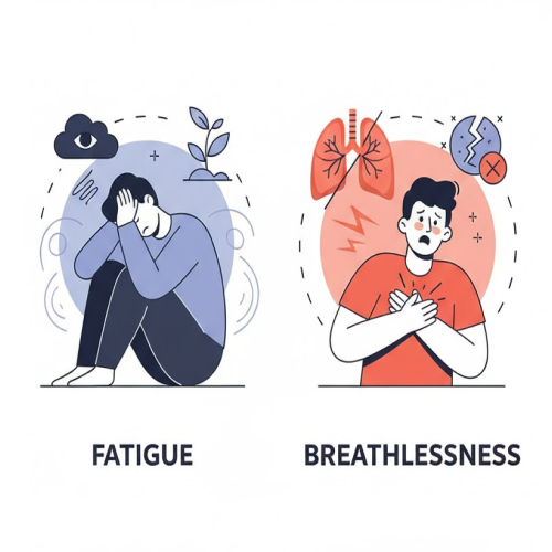 Illustration showing fatigue and breathlessness